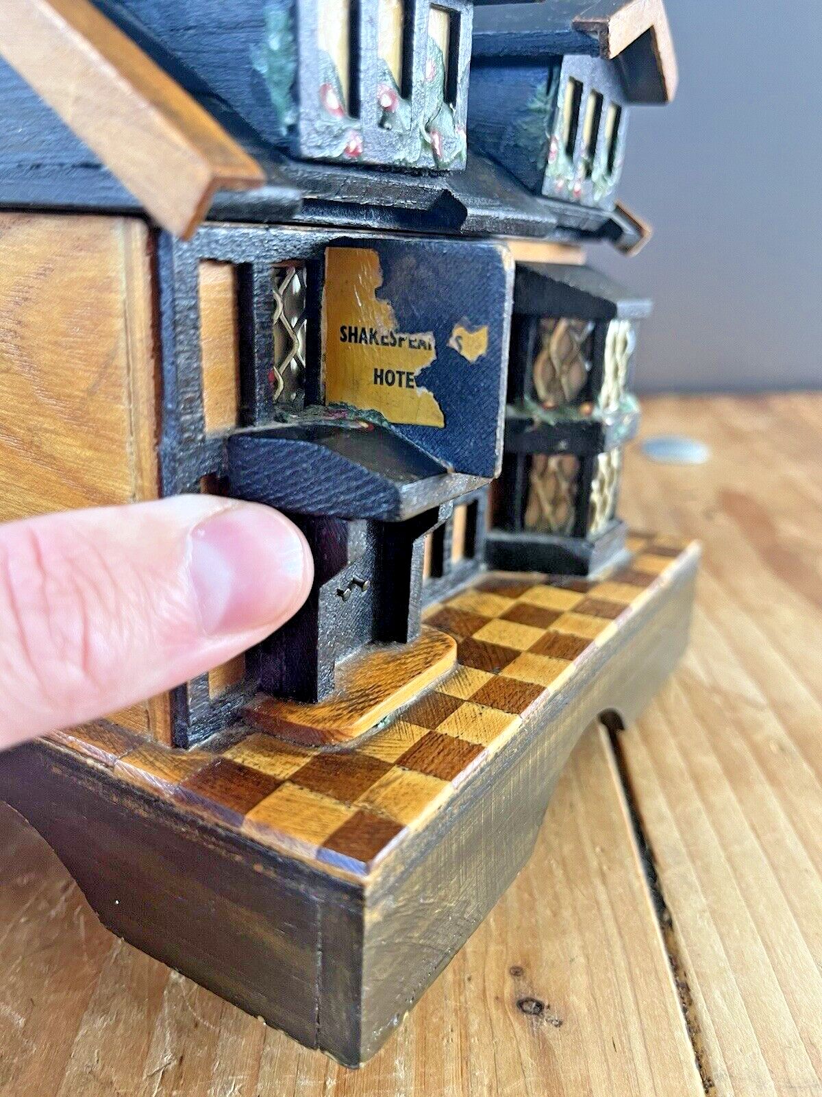The Shakespeare Hotel Tudor House Wooden Treen Storage Box Thorens Swiss Musical photo vinterior