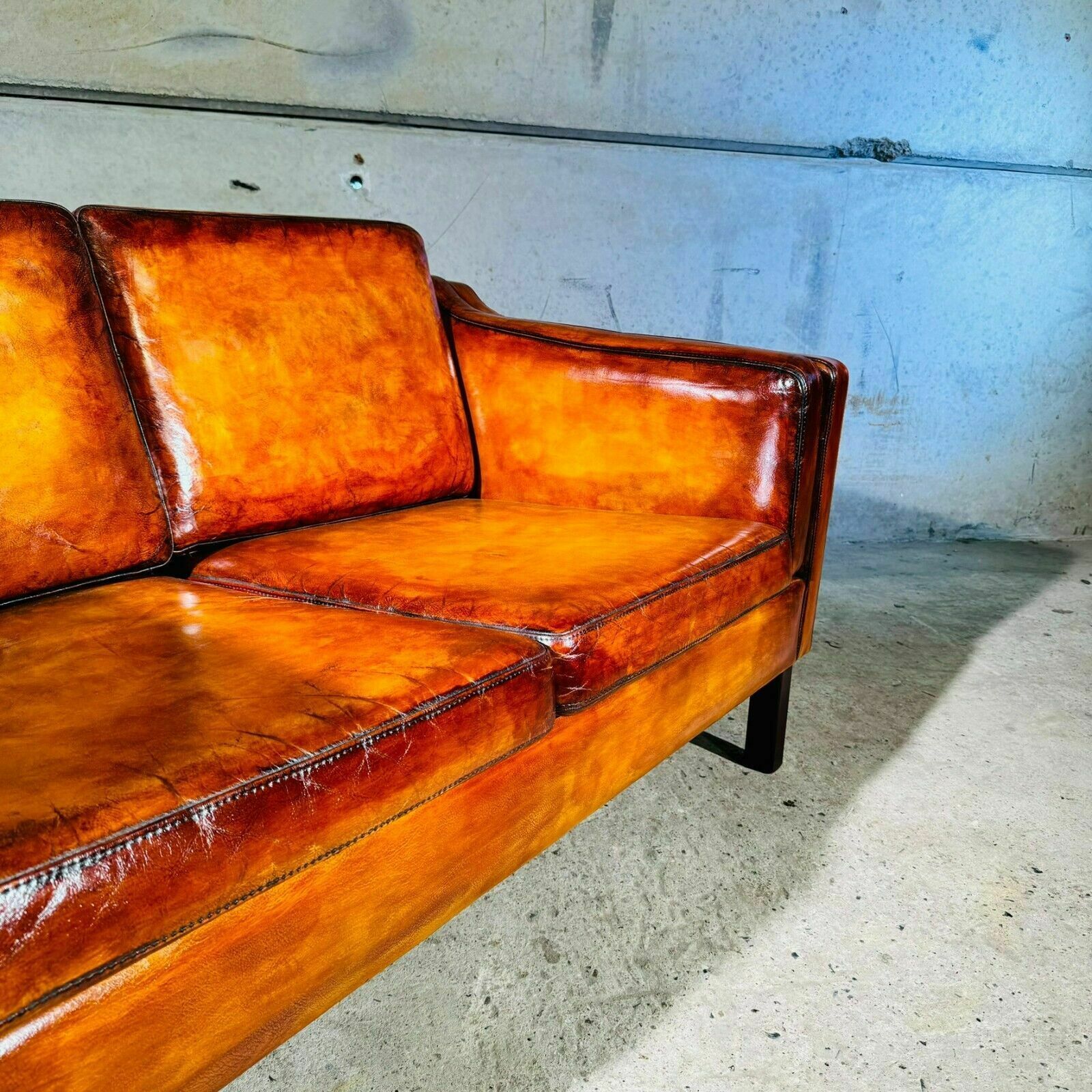 Stylish Neat 70 Danish Borge Mogensen Light Tan Two Seater Leather Sofa photo buy