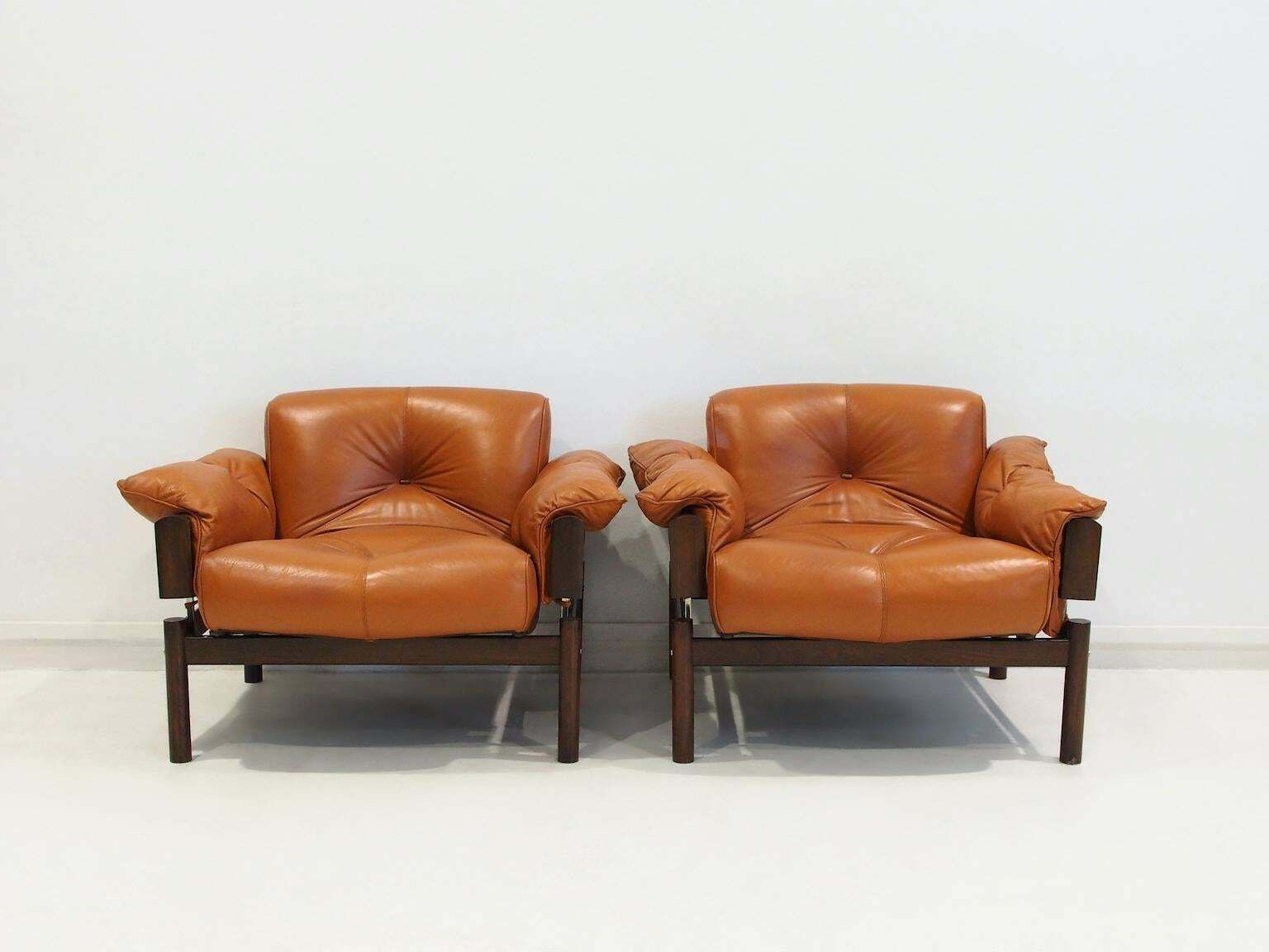 Set Of Percival Lafer Cognac Leather Mp 13 Armchairs And A Footstool photo furniture
