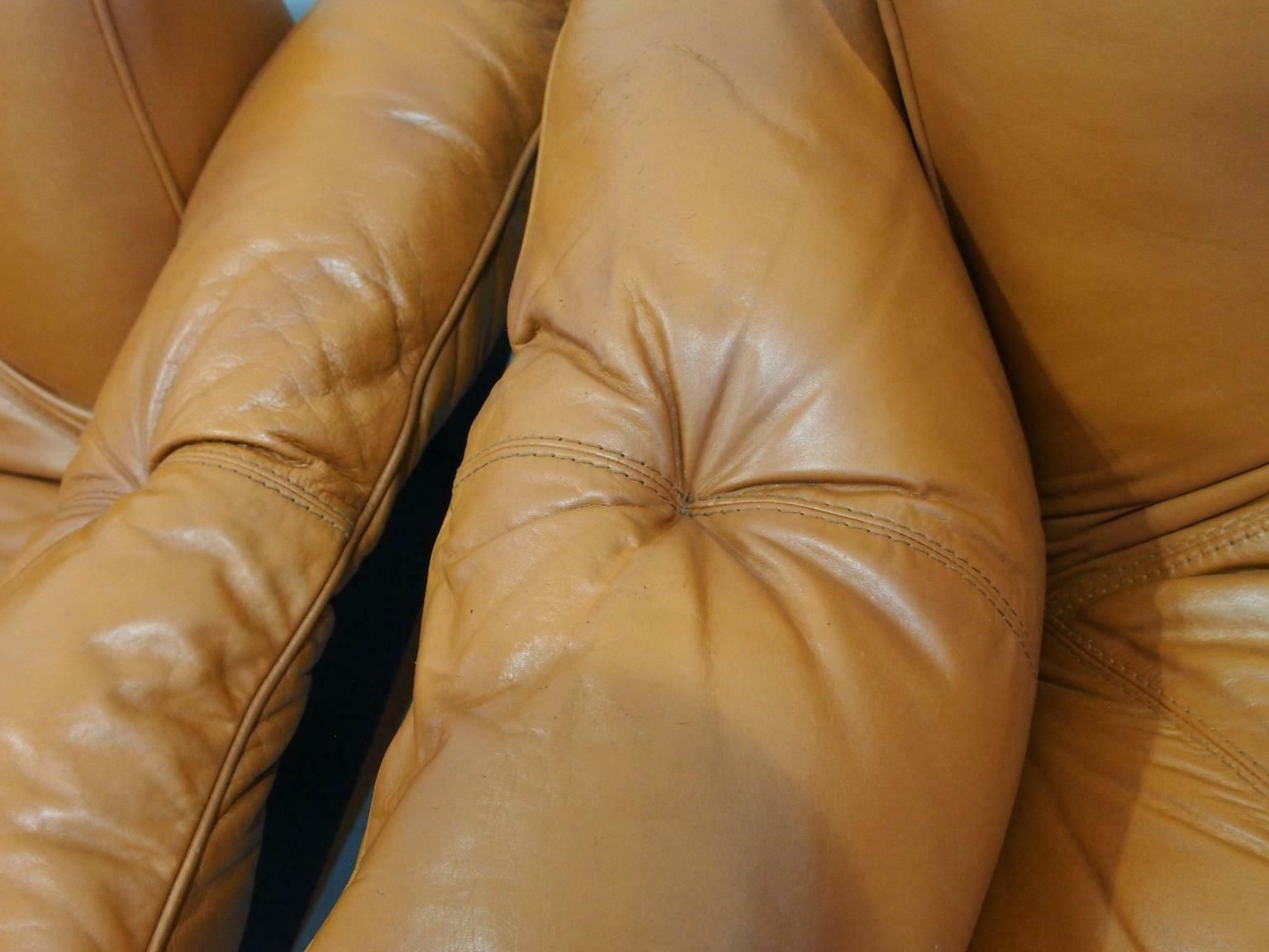 Furniture Set Of Percival Lafer Cognac Leather Mp 13 Armchairs And A Footstool photo