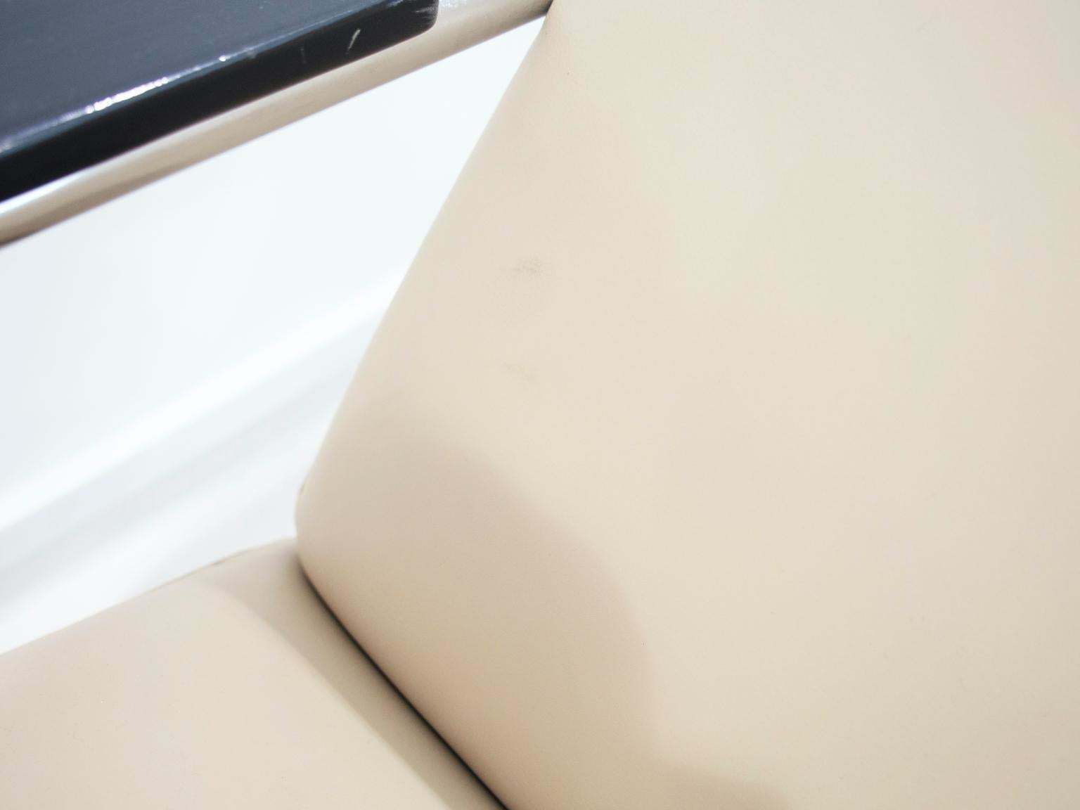 photo for sale Pair Of Beige Leather And Tubular Steel Lounge Chairs