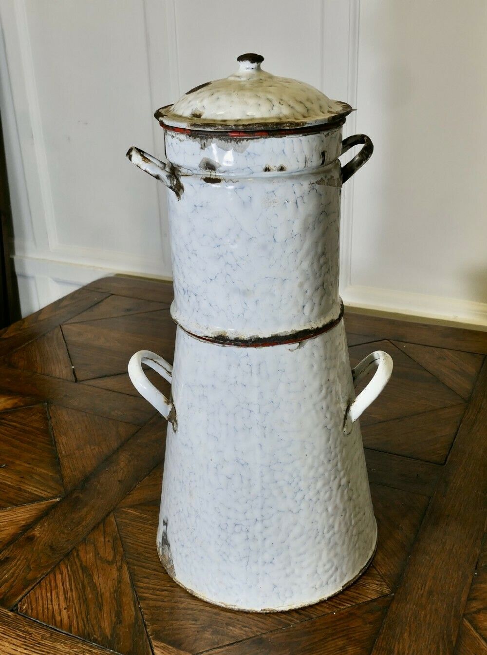 Large Kitchen Range Enamel Coffee Urn Samovar photo vintage
