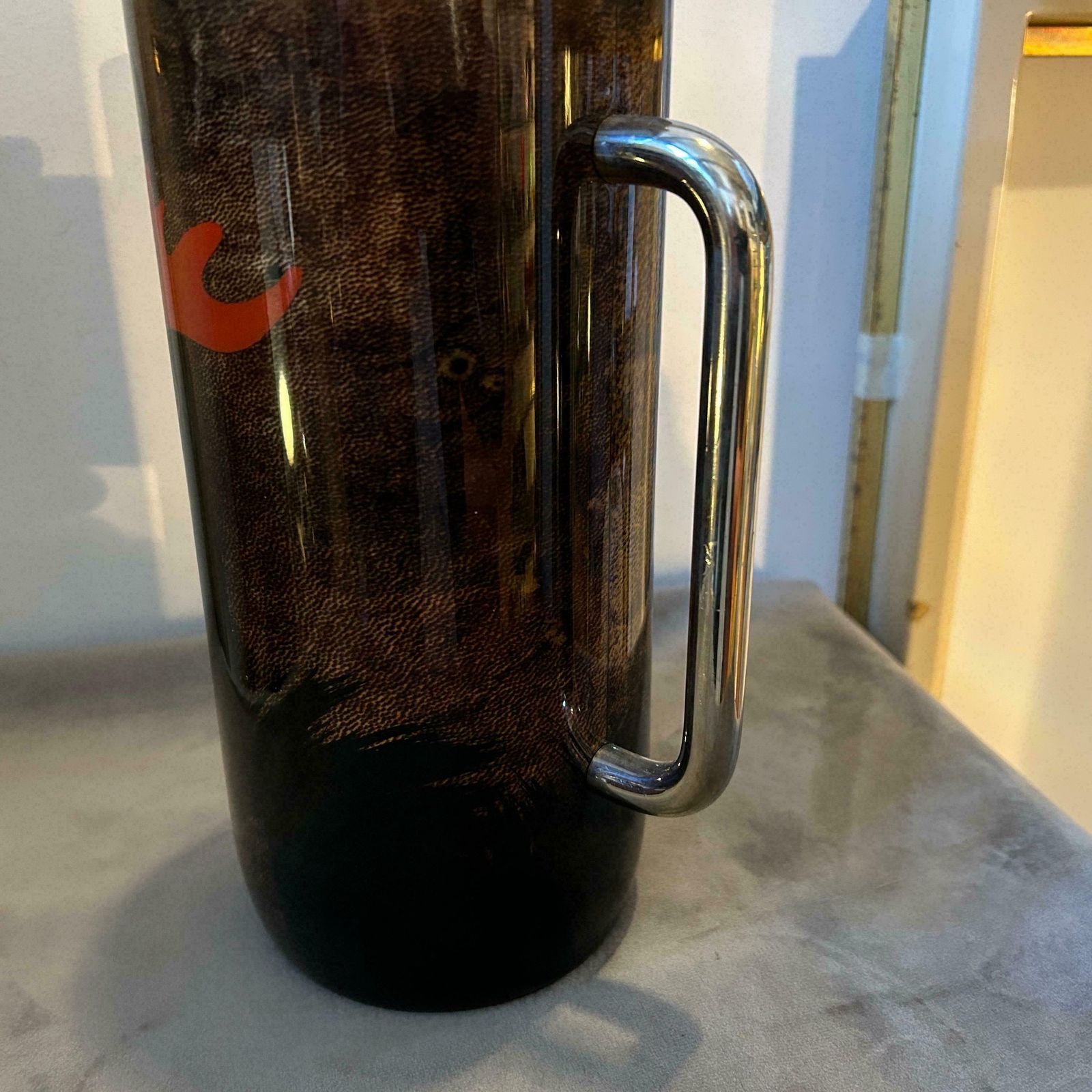 1950s Mid Century Modern Brass And Brown Goatskin Thermos Carafe By Aldo Tura photo buy
