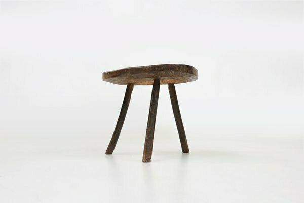 photo for sale French Brutalist Oak Tripot Stool, 1850