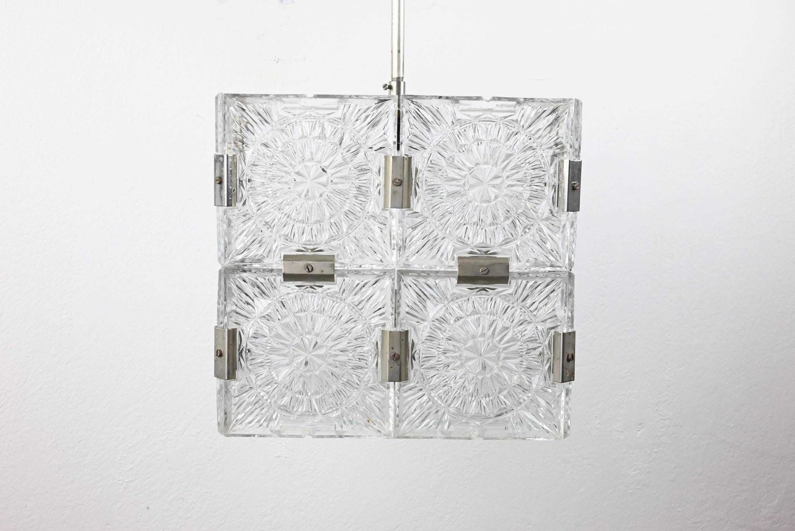 Mid Century Pendant Lamp, Ceiling Light, European Crystal Cube Ceiling Lamp, Mid Century Modern, Kamenicky Senov, Vintage Lighting photo Lighting