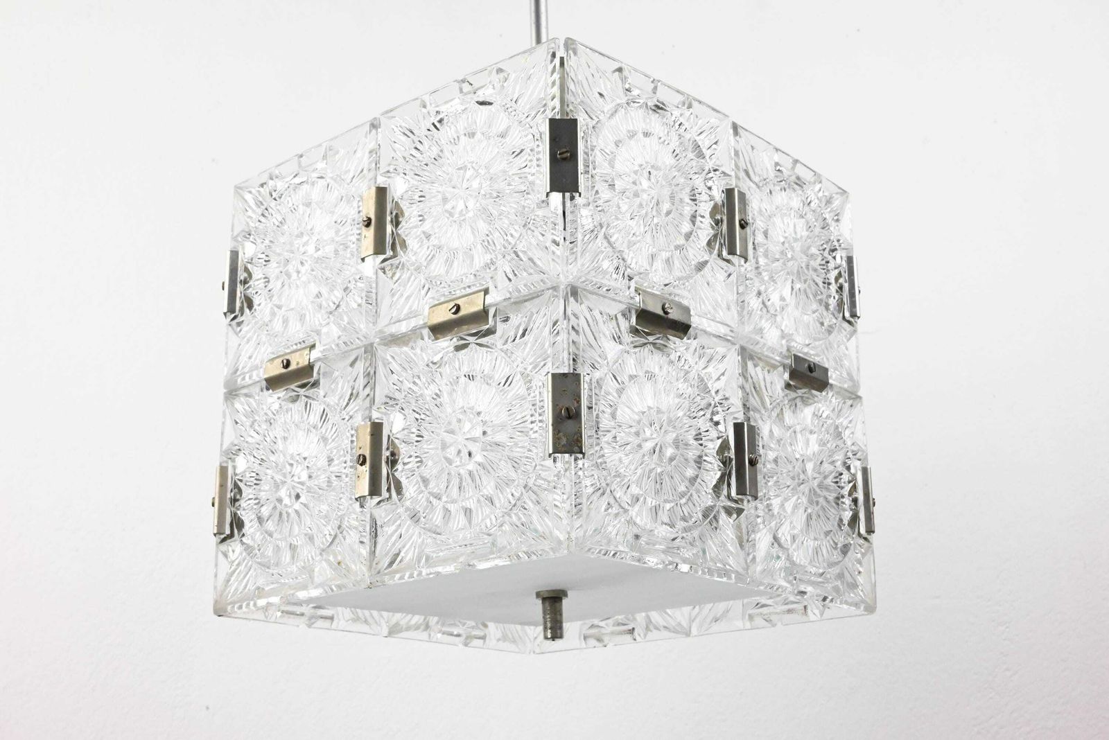 Mid Century Pendant Lamp, Ceiling Light, European Crystal Cube Ceiling Lamp, Mid Century Modern, Kamenicky Senov, Vintage Lighting photo 274.0