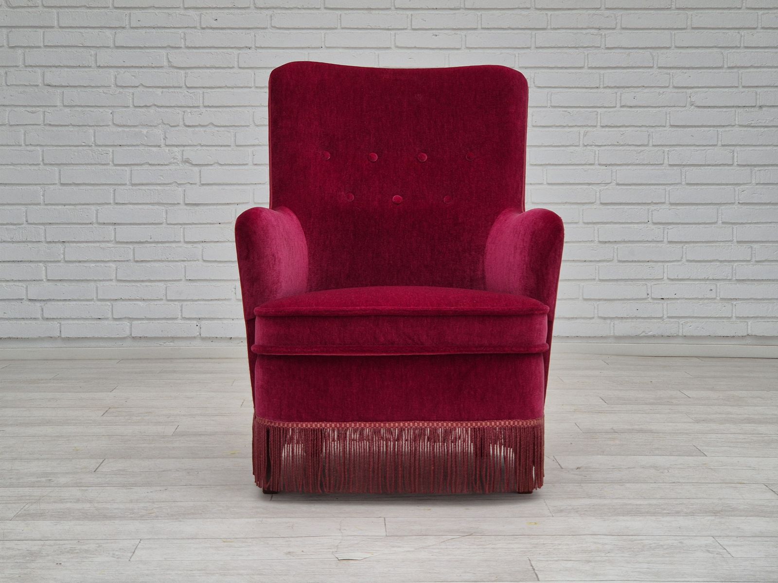 1970s, Danish Easy Chair, Original Very Good Condition, Furniture Velour. photo Furniture