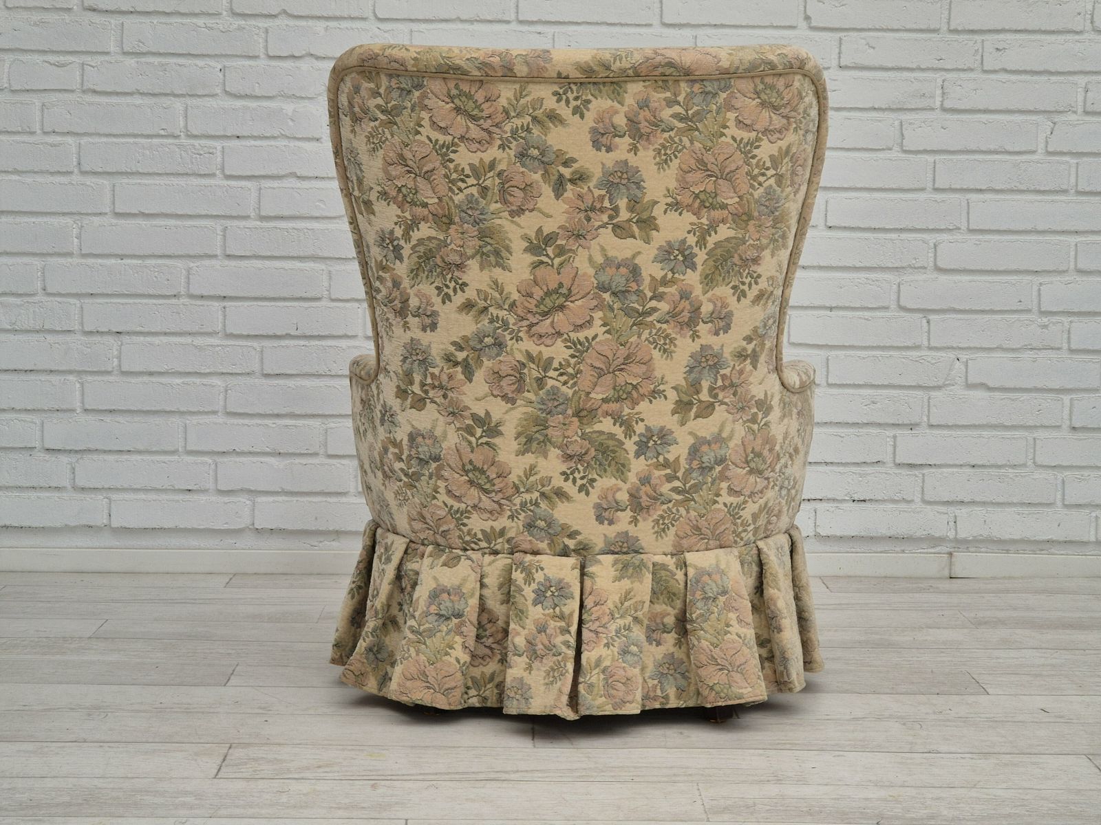 1970s, Danish Easy Side Chair, Original Very Good Condition, Floral Furniture Velour. photo Furniture