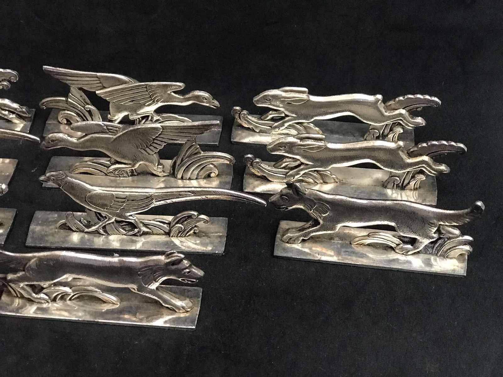 Metal Knife Rests Set 10 Benjamin Rabier Attributed Century Vintage Holiday Table French Holder Cutlery Rest Animal Lover Gift For Her photo for sale