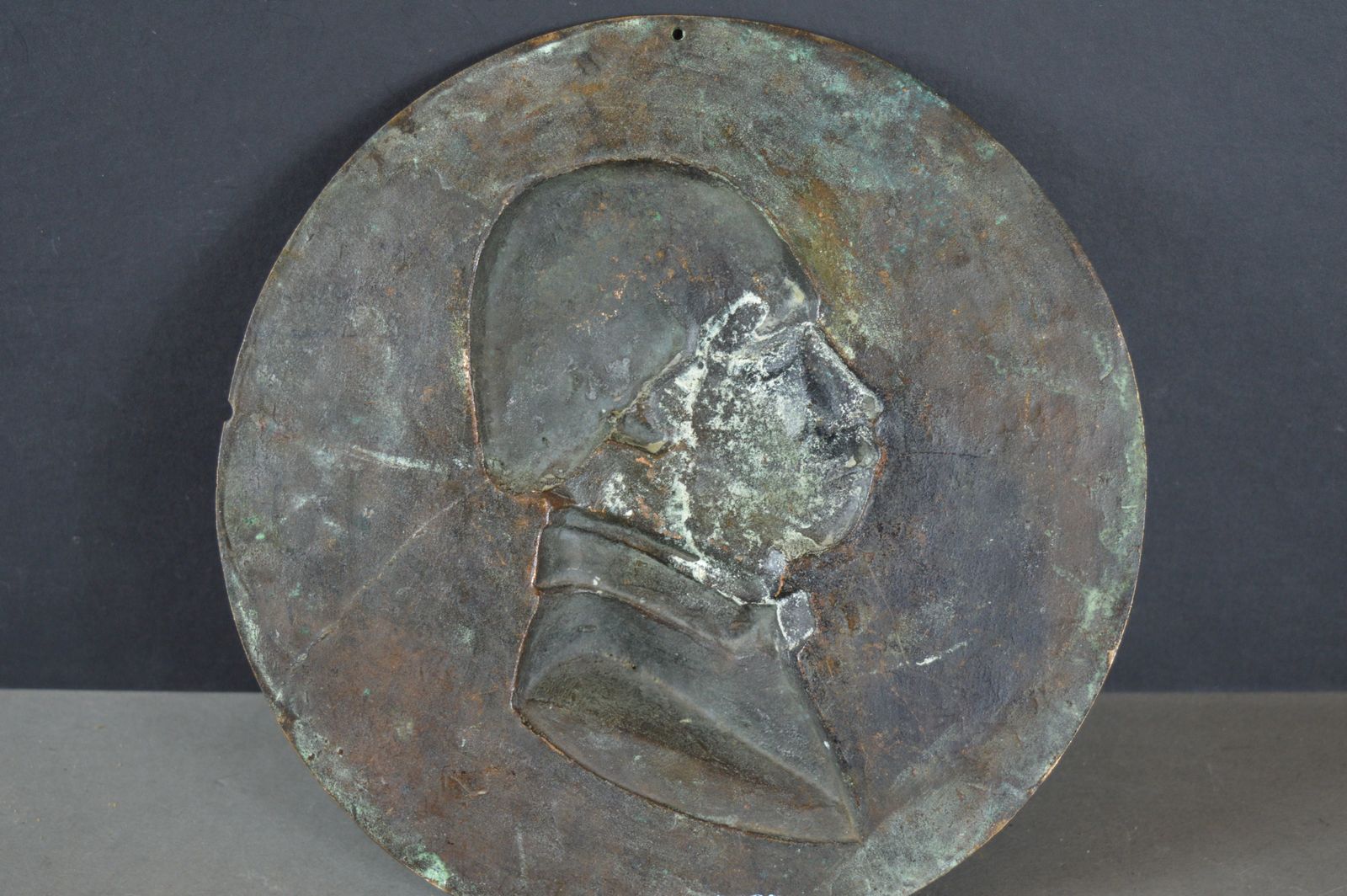 Large Signed 19th Century Bronze Portrait Plaque, Us Civil War, 'F George 1856' photo for sale