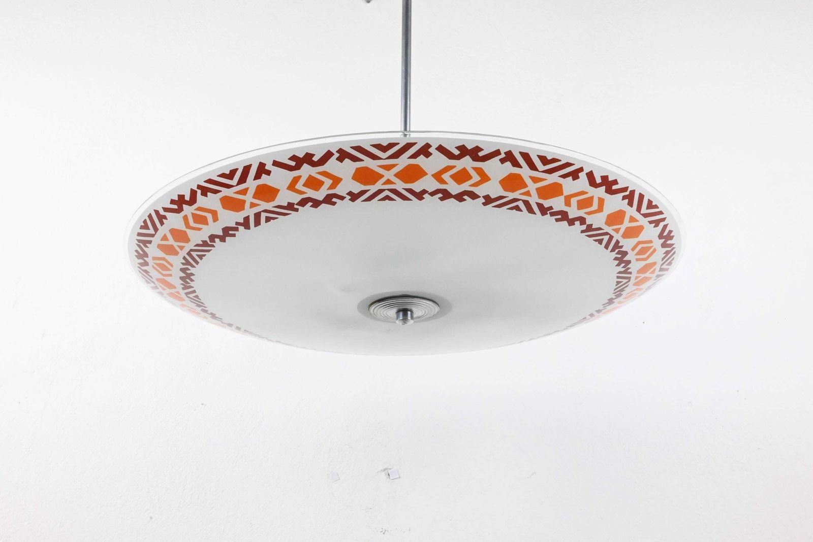 Round Glass Ceiling Light, Ceiling Lamp, Atomic Lighting, Mid Century Lighting, Mid Century Lamp, Mid Century Modern. Mid Century photo for sale