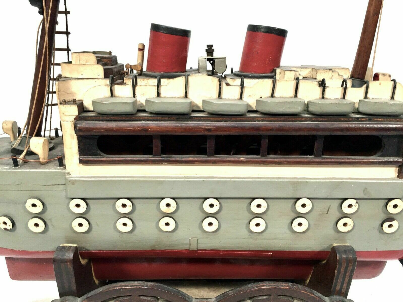 Antique 1951 Festival Of Britain Scratch Built Model Of A Ship On Display Stand photo 299.0