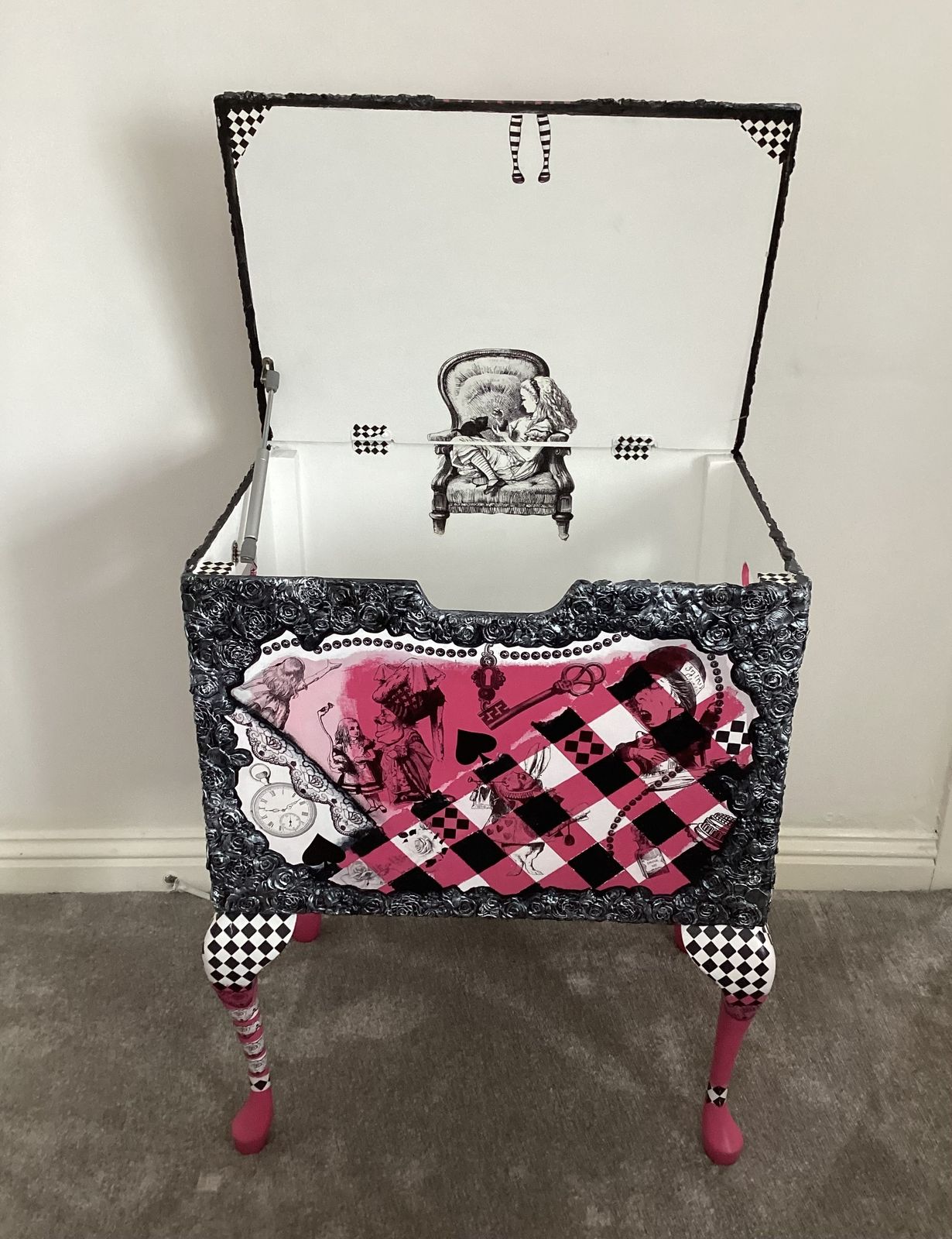 Large Wooden Box On Legs Alice In Wonderland Themed