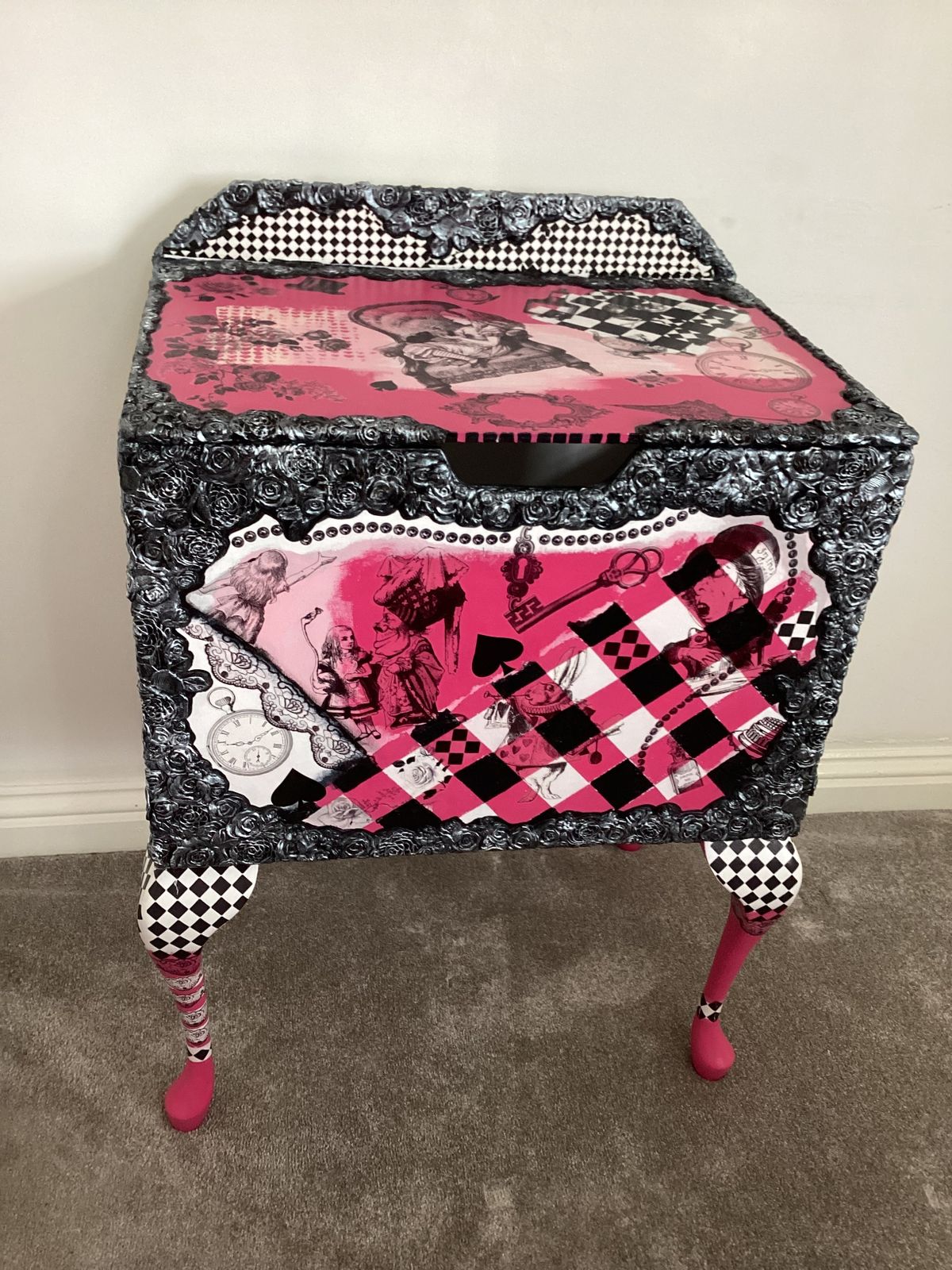 Large Wooden Box On Legs Alice In Wonderland Themed photo for sale