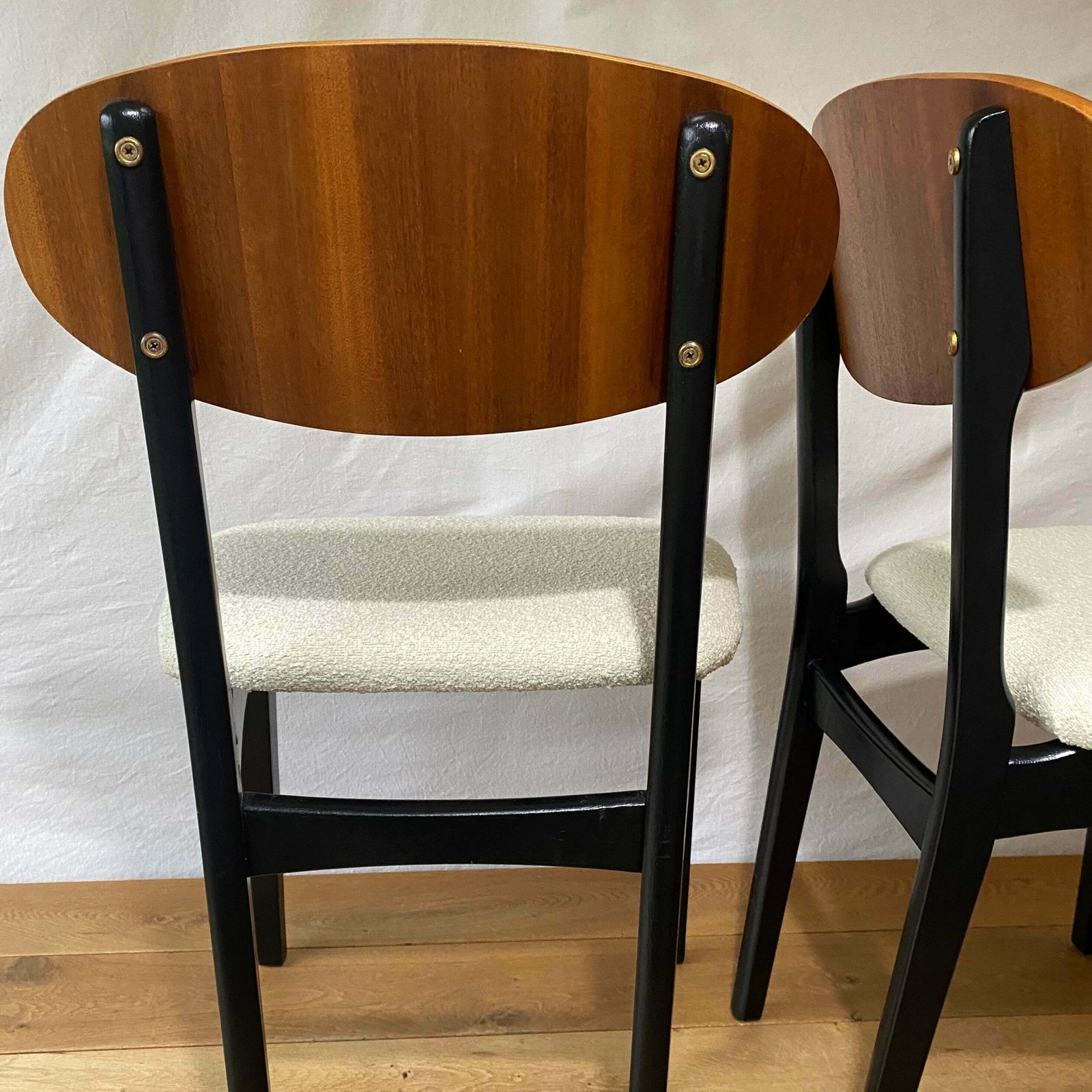 Pair Of Refurbished Eco Boucle Retro Mcm Dinning Room, Home Office Chairs photo Furniture