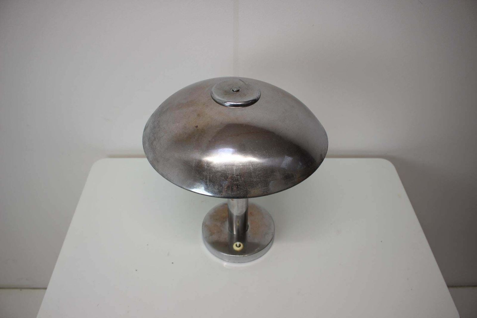 1930s Art Deco Chrome Plated Mushroom Table Lamp, Czechoslovakia photo furniture