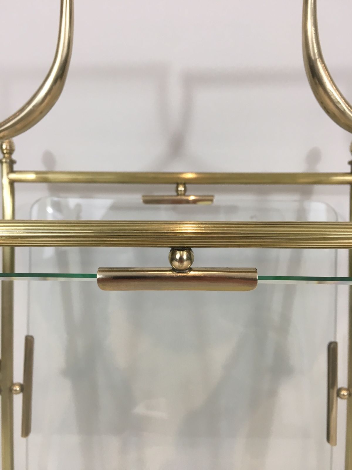 Brass And Clear Glass Magazine Rack From Maison Jansen photo vintage