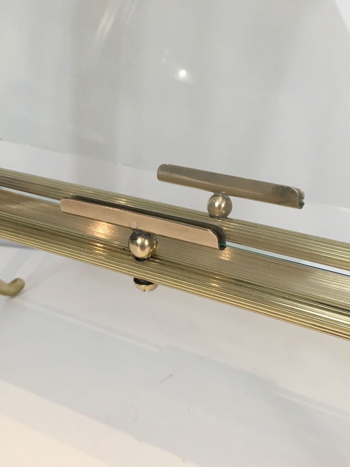 photo furniture Brass And Clear Glass Magazine Rack From Maison Jansen