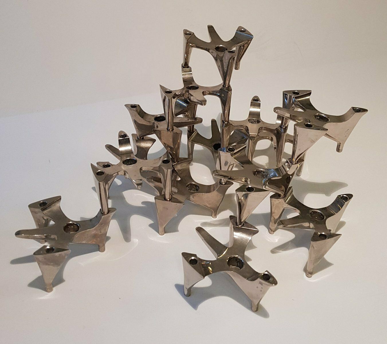 Space Age German Metal Candleholders From Hammonia Motard, Set Of 14