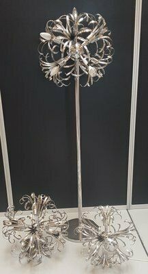 Italian Chromed Sputnik Floor & Ceiling Lamps Set Of 3