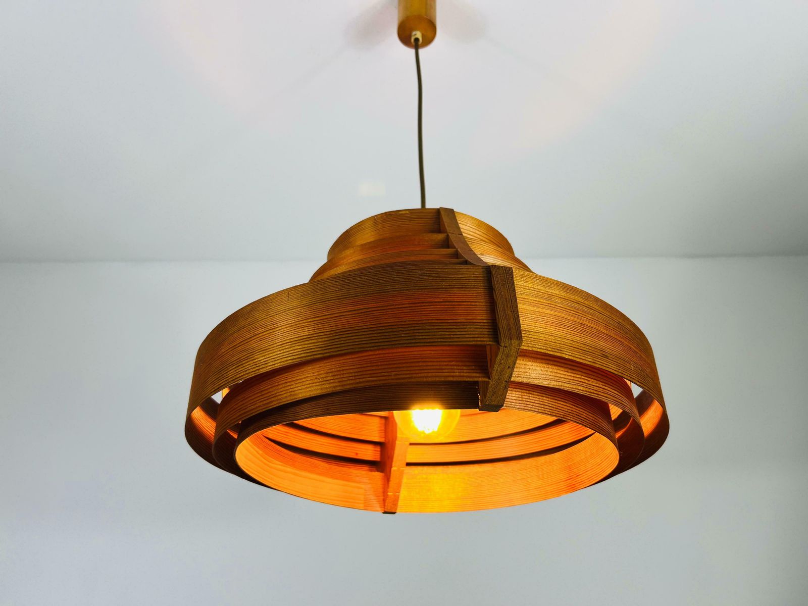 1446.0 Mid Century Wooden Pendant Lamp By Hans Agne Jakobsson, Sweden, 1960s photo