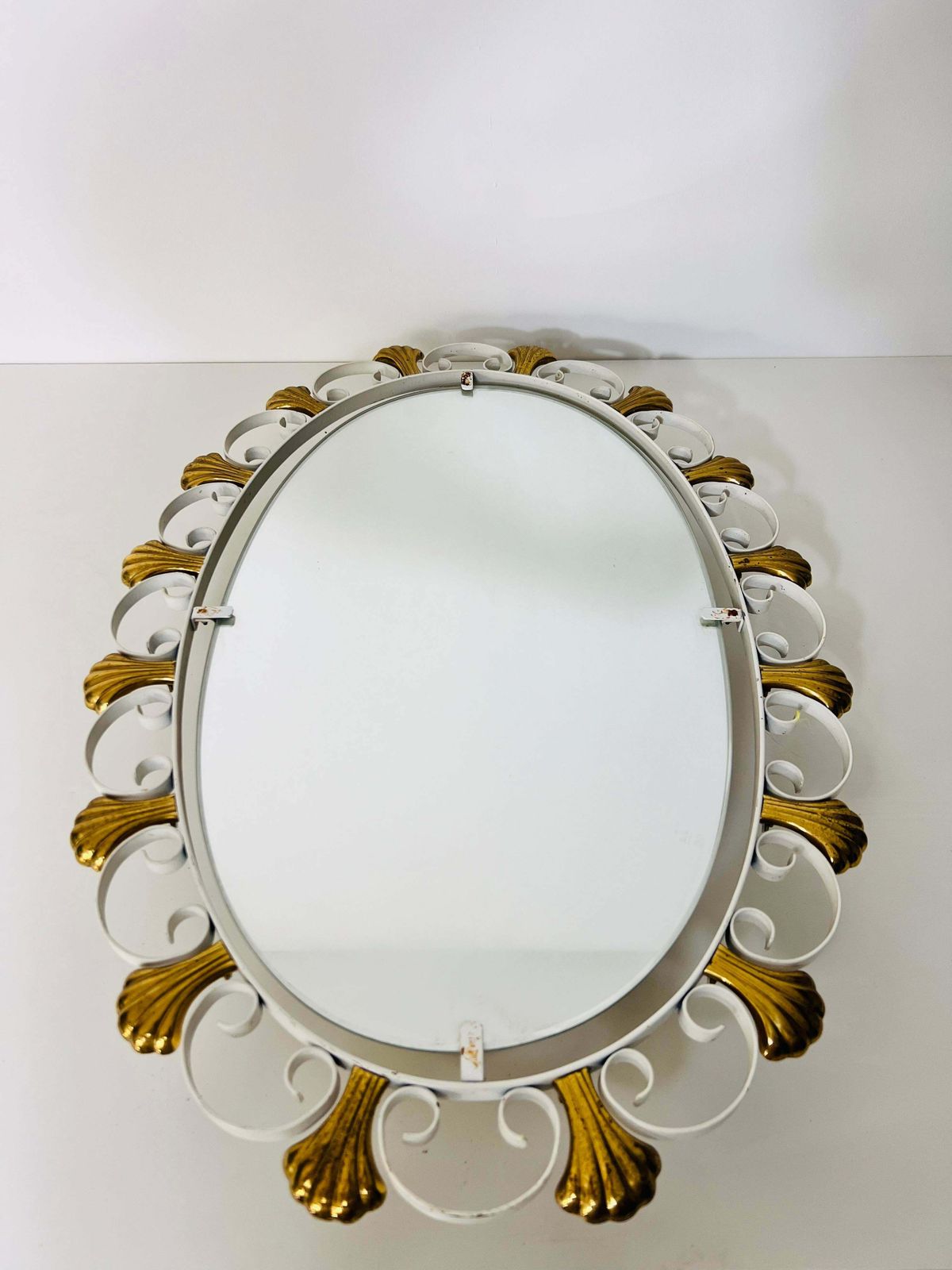Oval Midcentury Metal Illuminated Mirror By Hillebrand, Germany, 1950s photo Home Decor