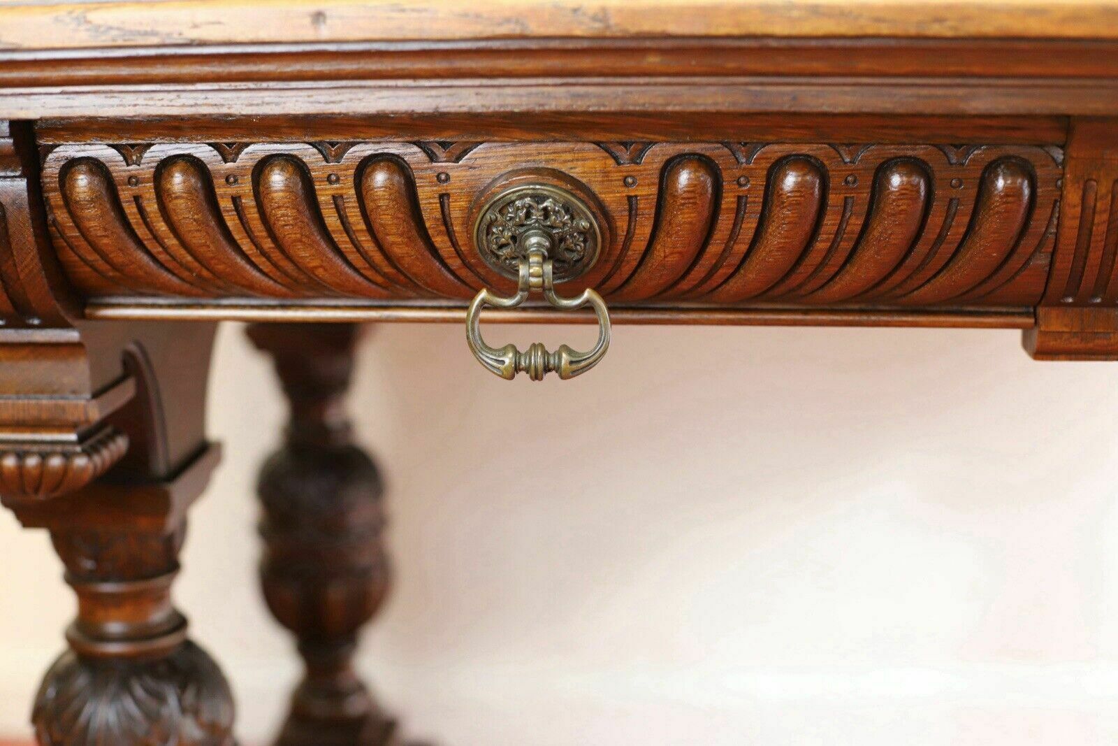 photo for sale Gillows Of Lancaster Superb Victorian Carved Oak Library Table