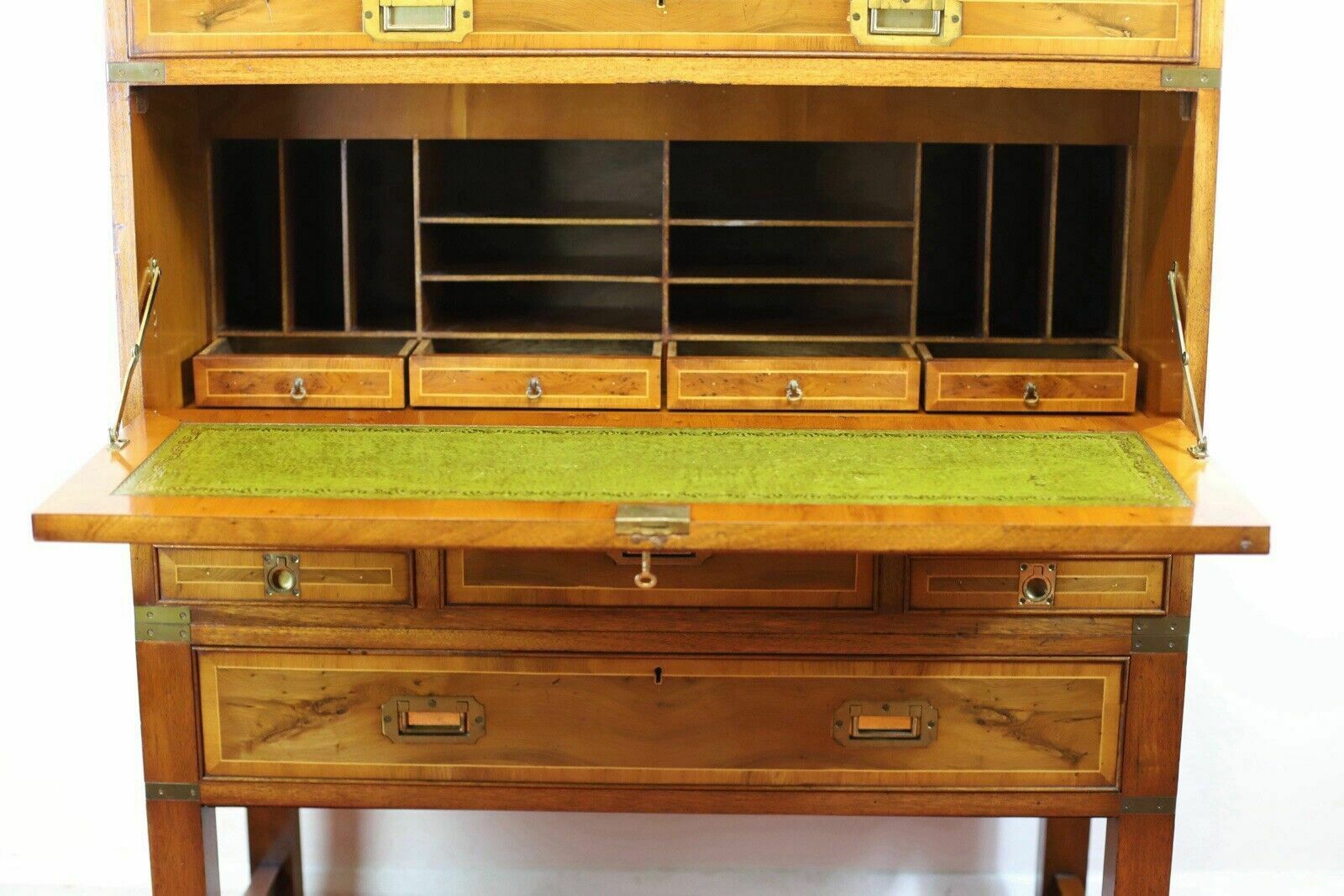 Lovely Yew Wood Secretary Campaign Chest photo vintage