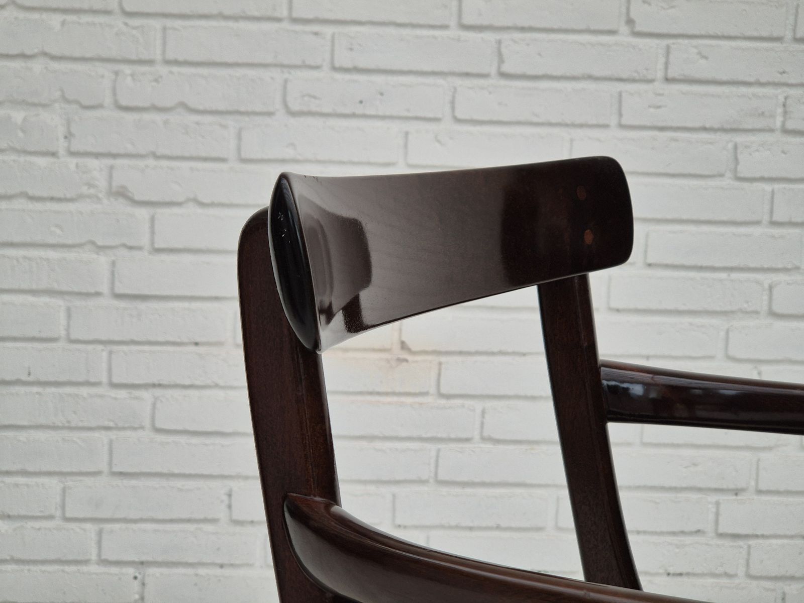 photo for sale 1960s, Danish Design By Ole Wanscher, Armchair, Mahogany Wood, Cowhide, Reupholstered.
