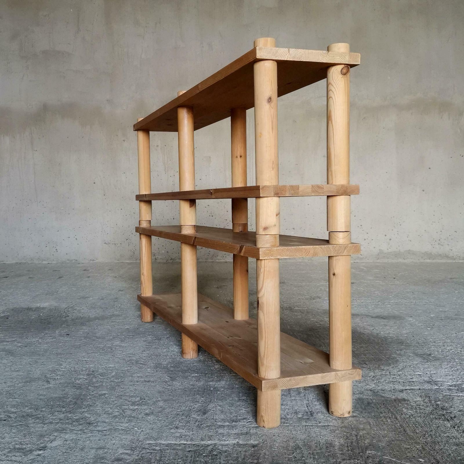 A Set Of Benches / Shelves / Room Dividers In Solid Oregon Pine, Denmark 1960s photo vinterior