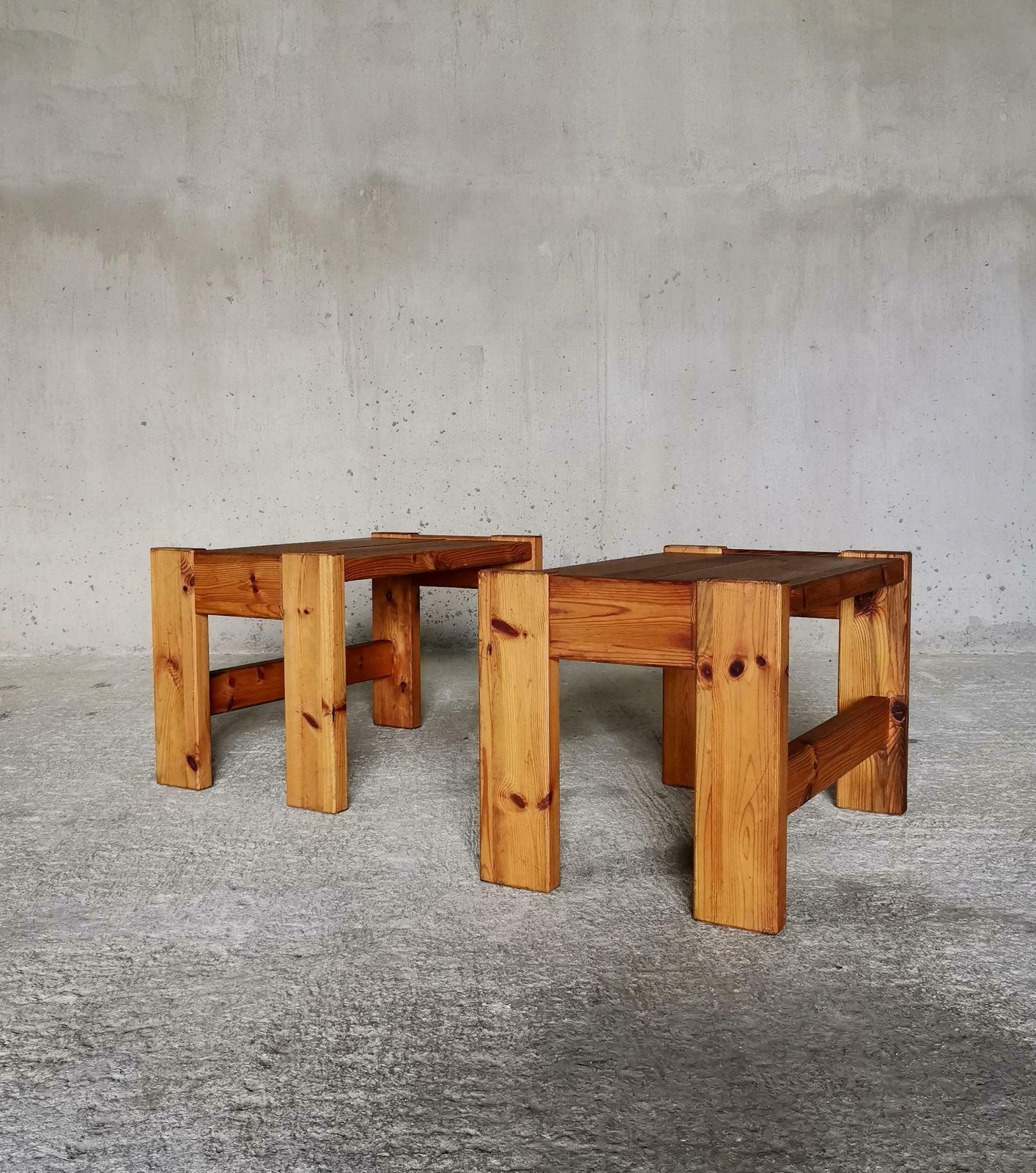 A Pair Of Axel Einar Hjorth Manner Solid Pine Side Tables, Sweden 1930s photo for sale