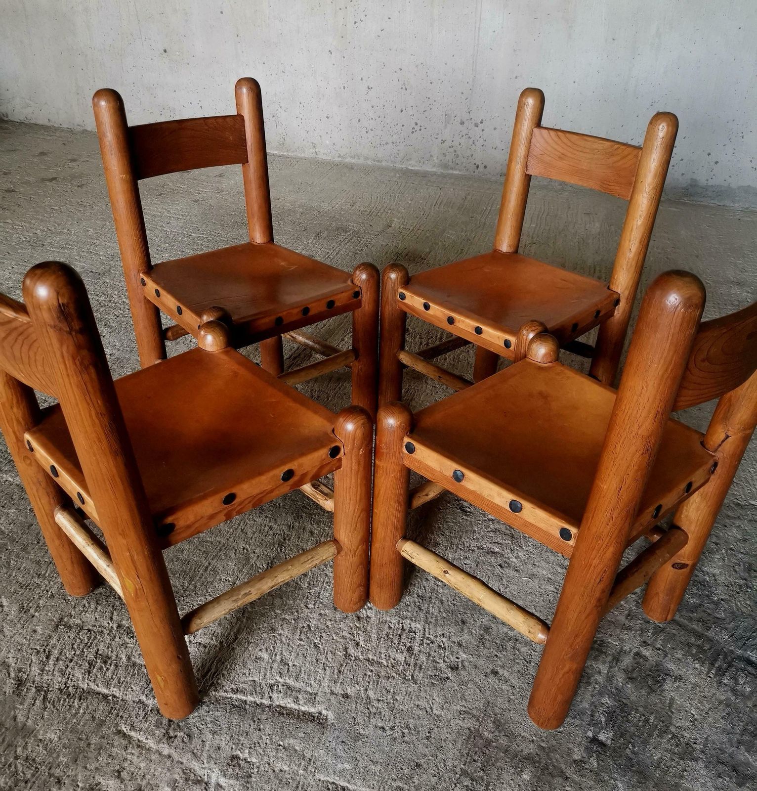 photo furniture Set Of 4 Brutalist And Sculptural Dining Chairs In The Style Of Charles Dudouyt