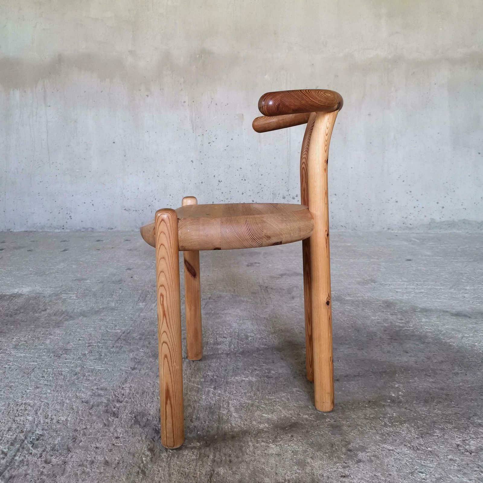 Sculptural Solid Pine Dining Chair Attributed To Rainer Daumiller Denmark 1970s photo for sale