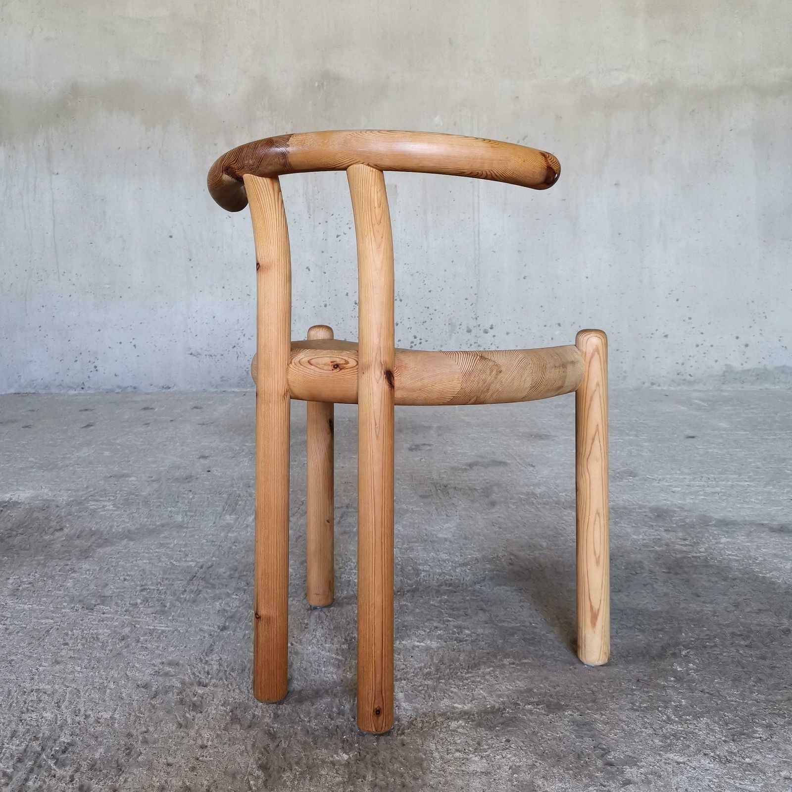 Sculptural Solid Pine Dining Chair Attributed To Rainer Daumiller Denmark 1970s photo Furniture