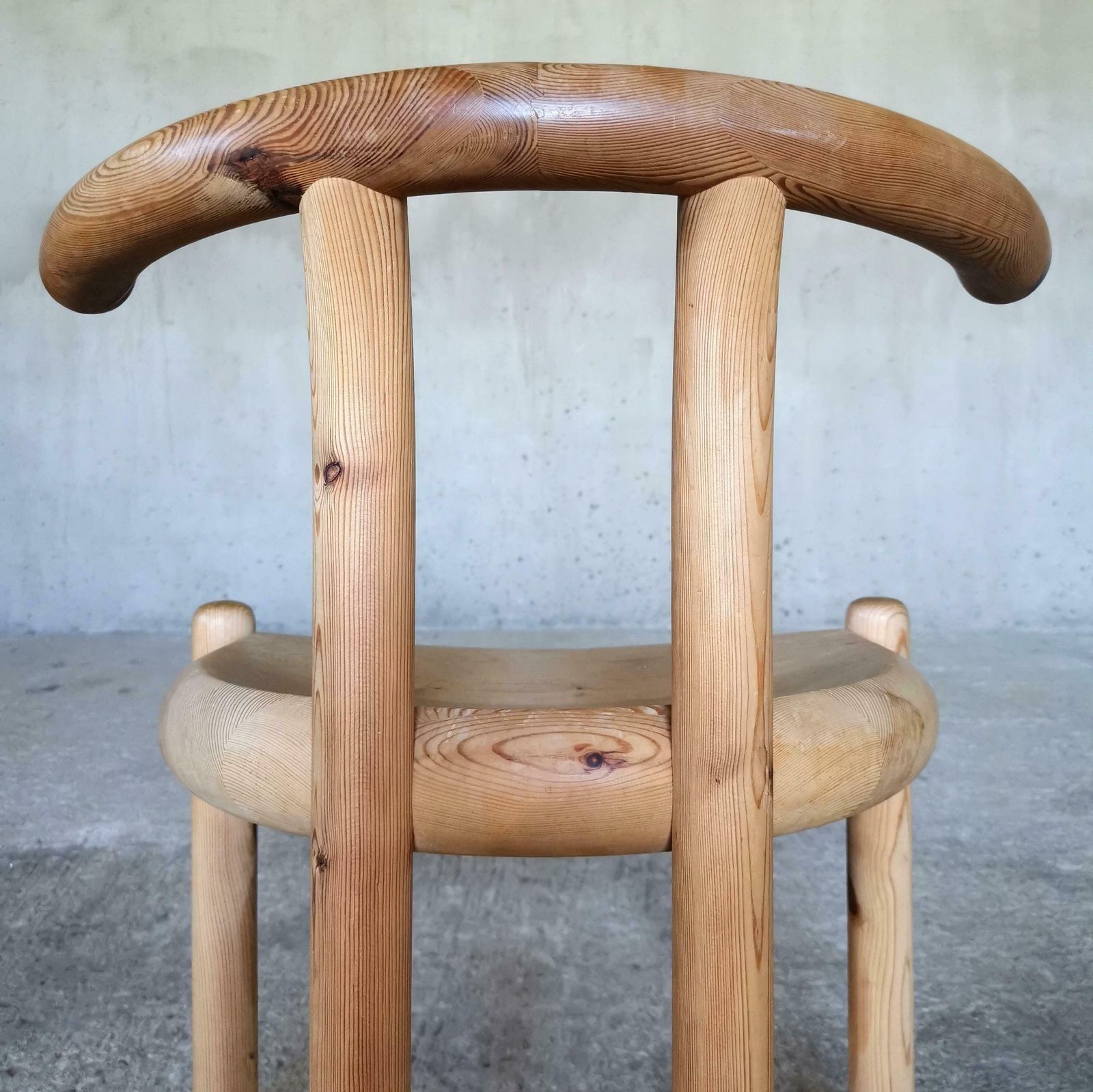 Sculptural Solid Pine Dining Chair Attributed To Rainer Daumiller Denmark 1970s photo vintage