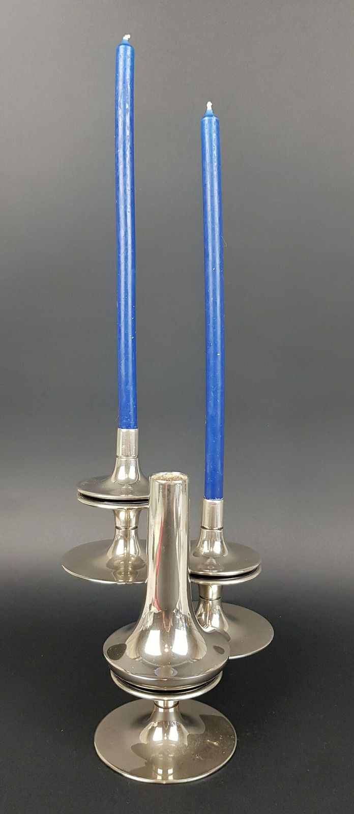Set Of 3 Stackable Pedestal Candle Holders, Original 1950 60s, Designed By Caesar Stoffi For Fritz Nagel Bayerische Metall Fabrik Bmf. photo 348.0