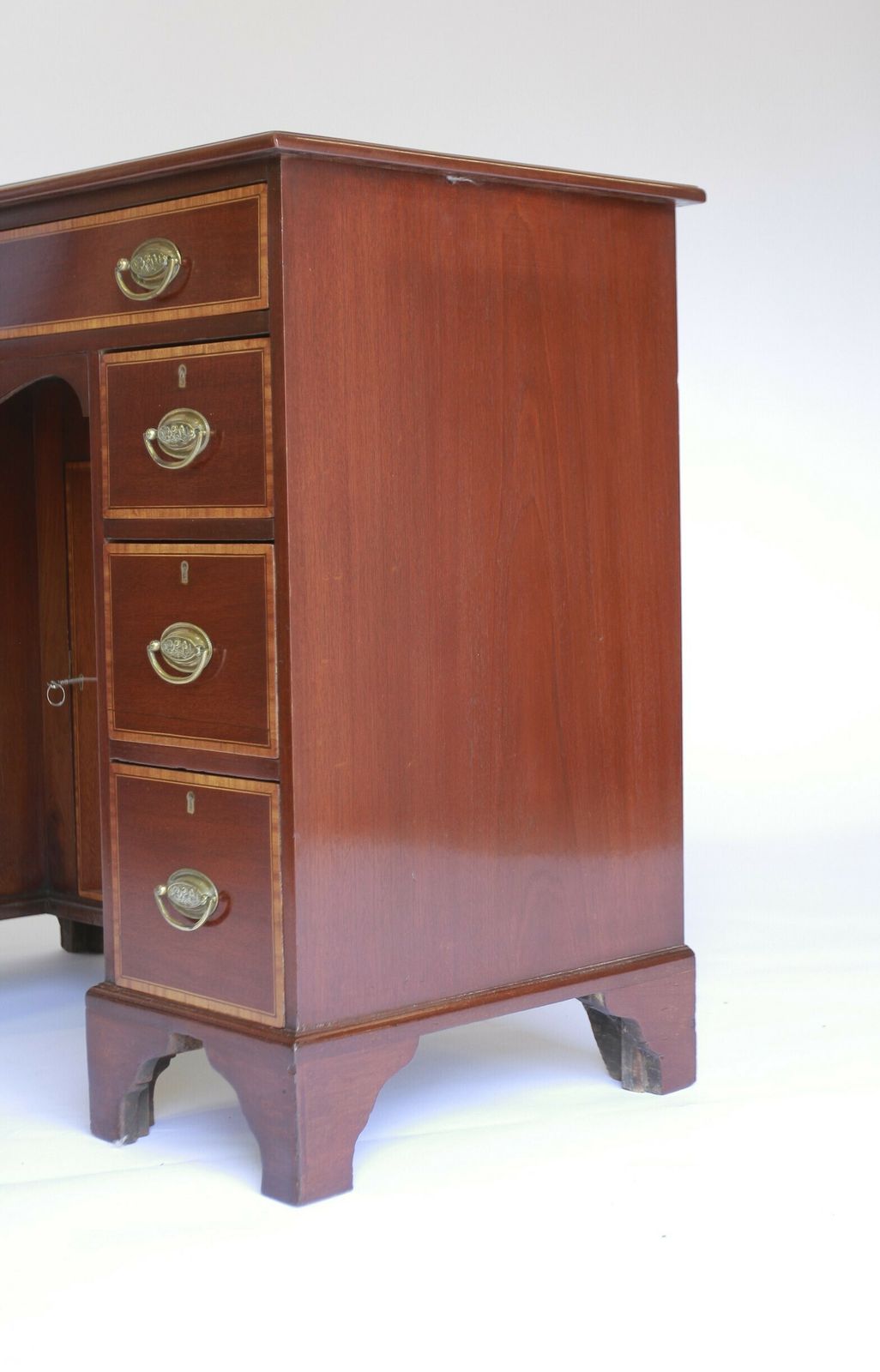 George 111 Period Mahogany & Inlaid Kneehole Desk photo Furniture