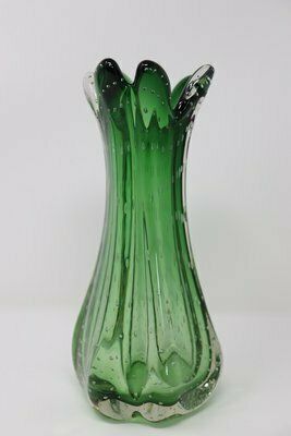 photo for sale Italian Vase In Green Murano Art Glass, 1960s
