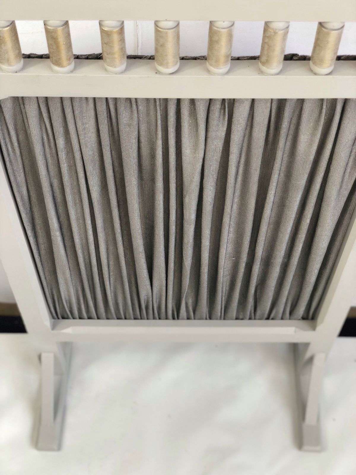 Upcycled Fireguard In Grey With Silver And Gold Fabric photo vinterior