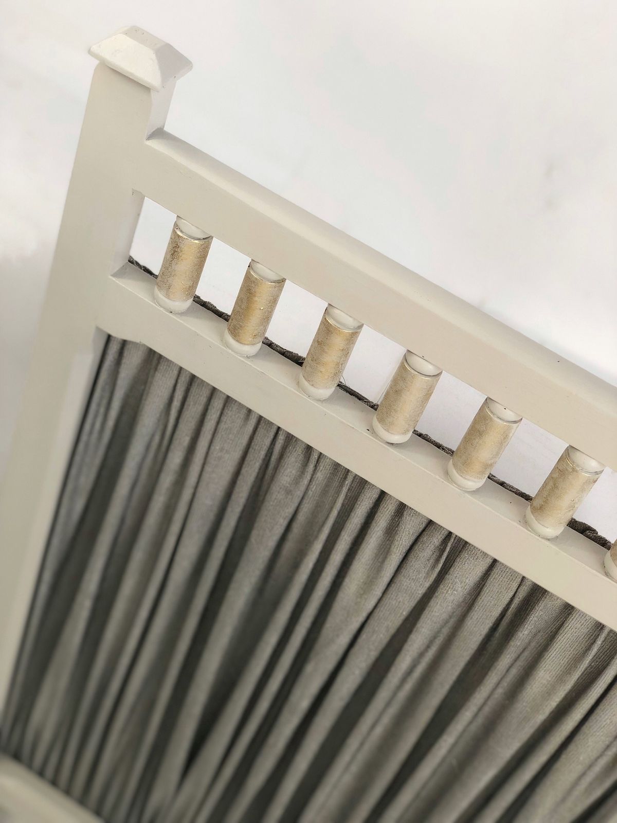 photo furniture Upcycled Fireguard In Grey With Silver And Gold Fabric