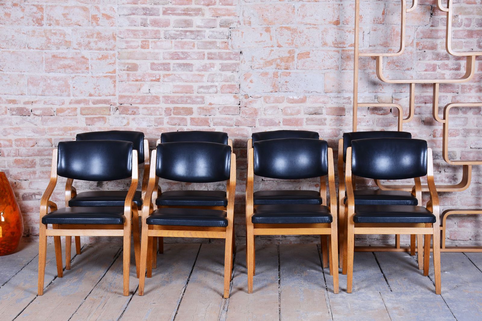 photo furniture Set Of Eight Restored Mid Century Chairs, By Ludvik Volak, Maple, Czech, 1960s
