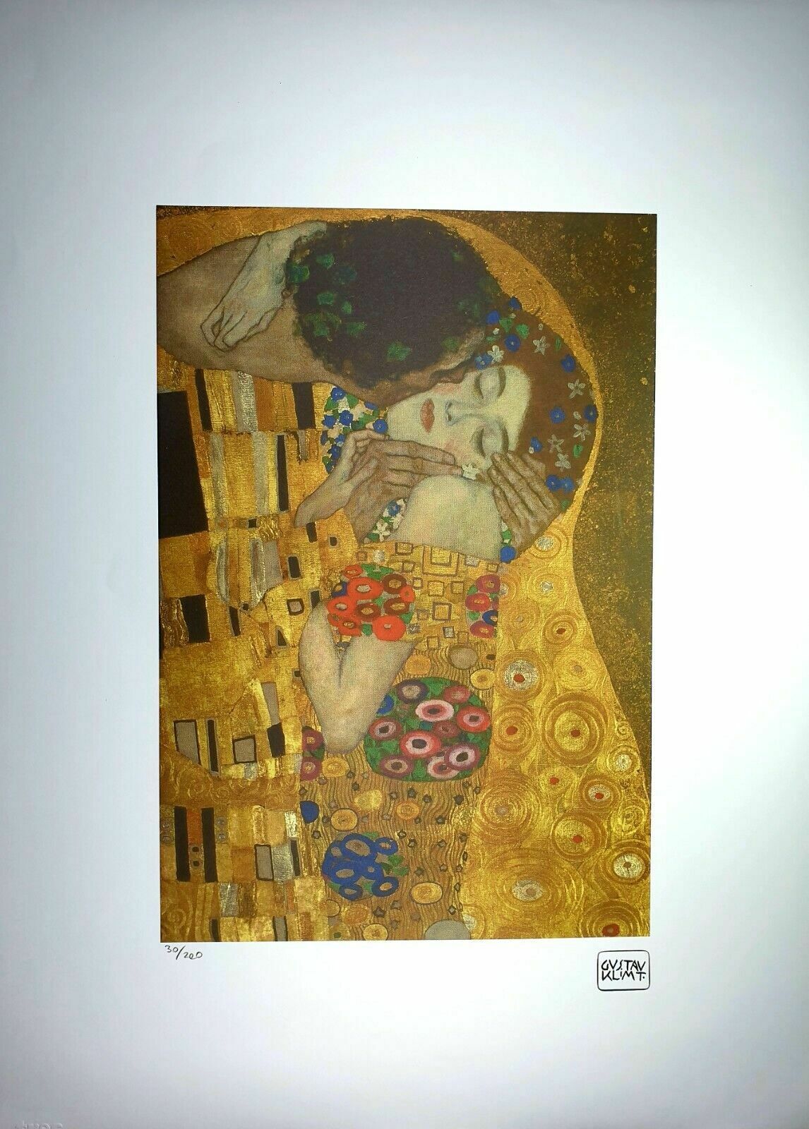 Gustav Klimt, The Kiss II, Plate Signed Chromolithograph photo Art