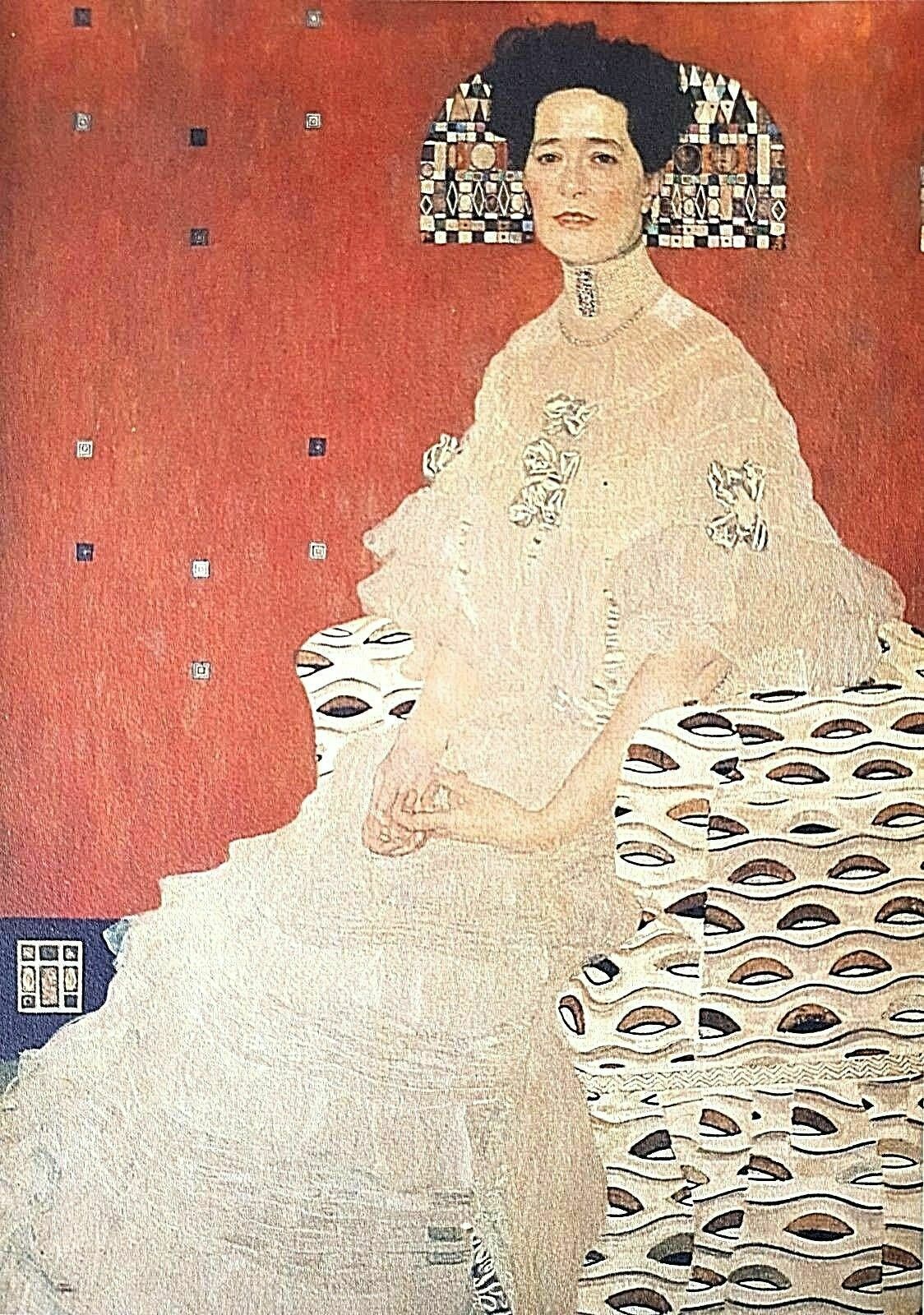 Gustav Klimt, Portrait Of Frieda Reidel, Hand Signed Lithograph photo furniture
