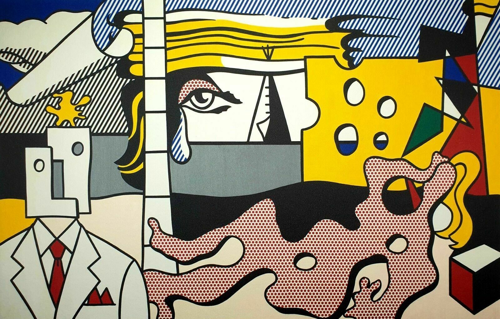 Roy Lichtenstein, Landscape With Figures And Rainbow, Plate Signed Lithograph