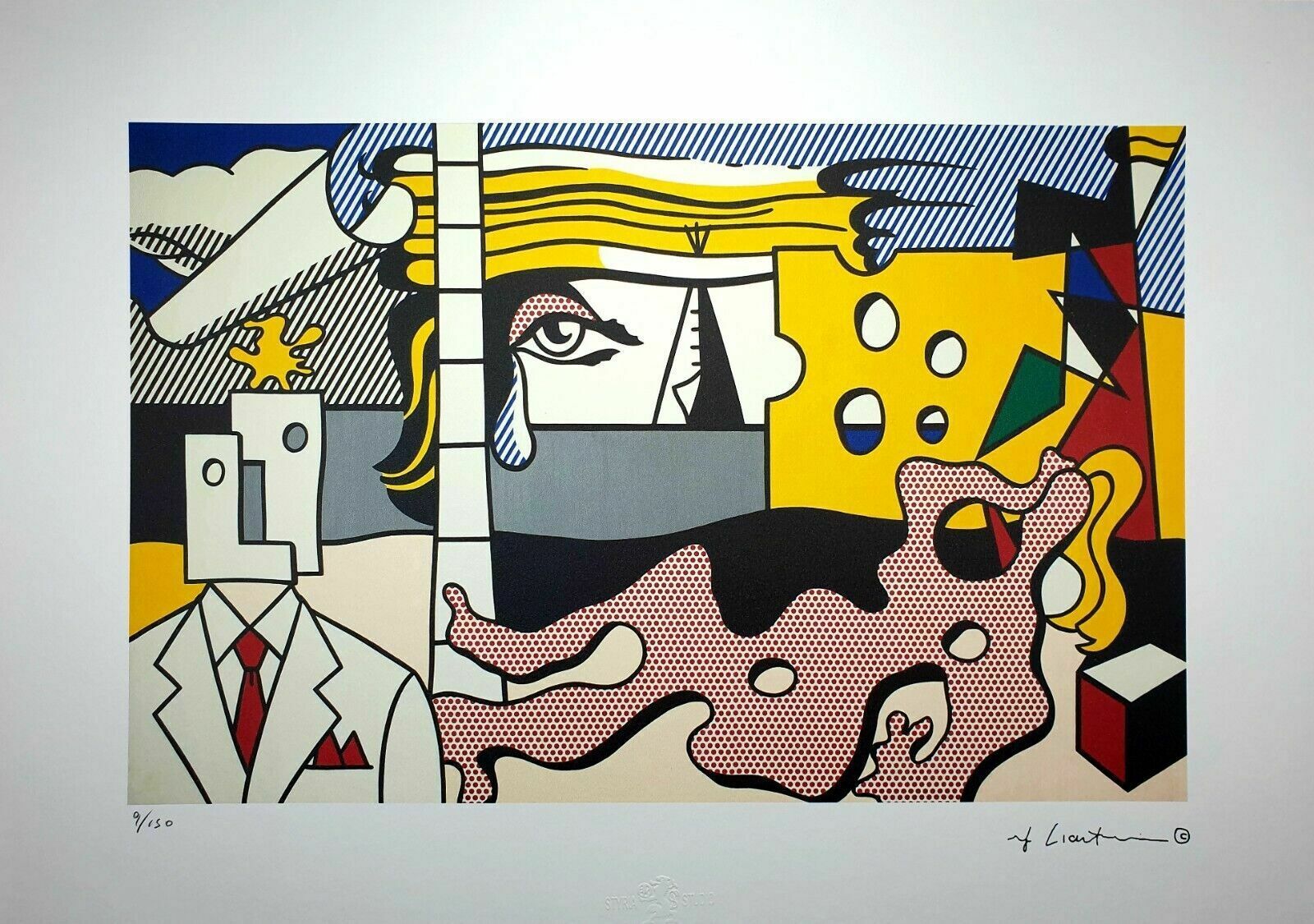 Roy Lichtenstein, Landscape With Figures And Rainbow, Plate Signed Lithograph photo Art