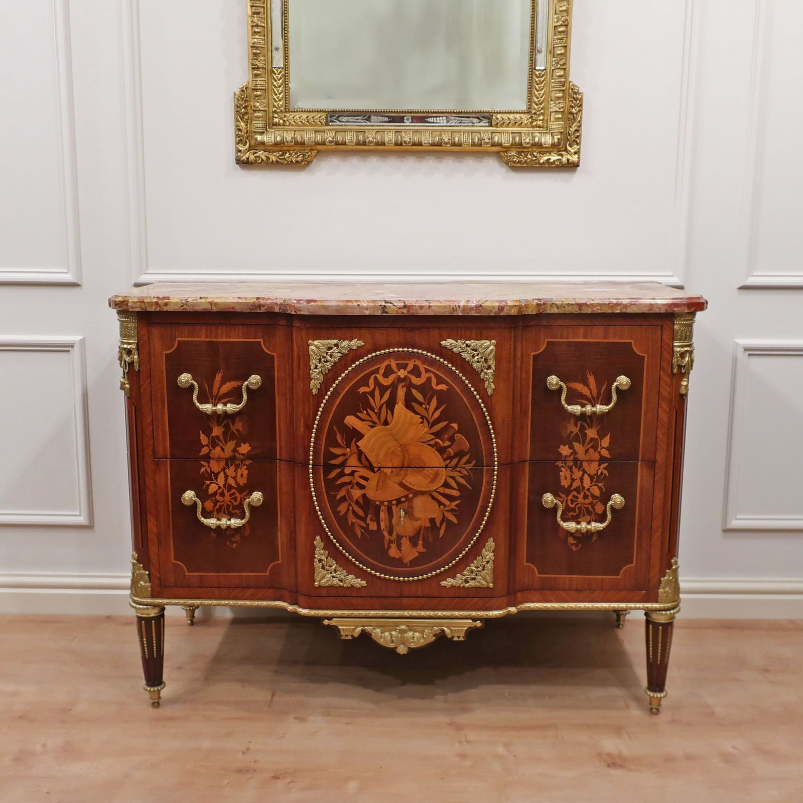 French Louis XVI Style Kingwood And Marquetry Chest Of Drawers photo for sale