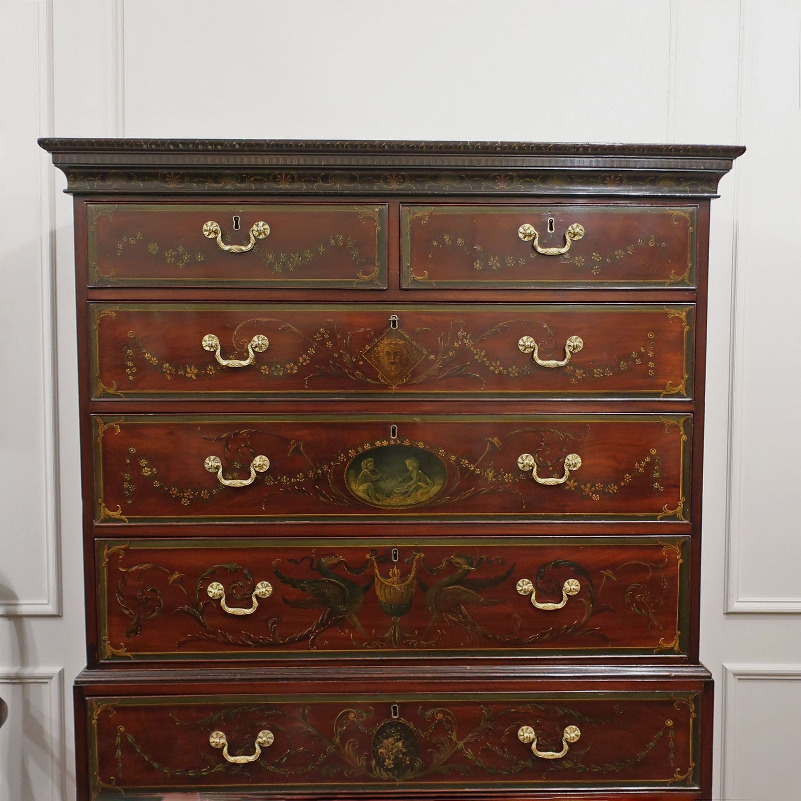 Georgian Mahogany Polychrome Painted Chest On Chest photo furniture