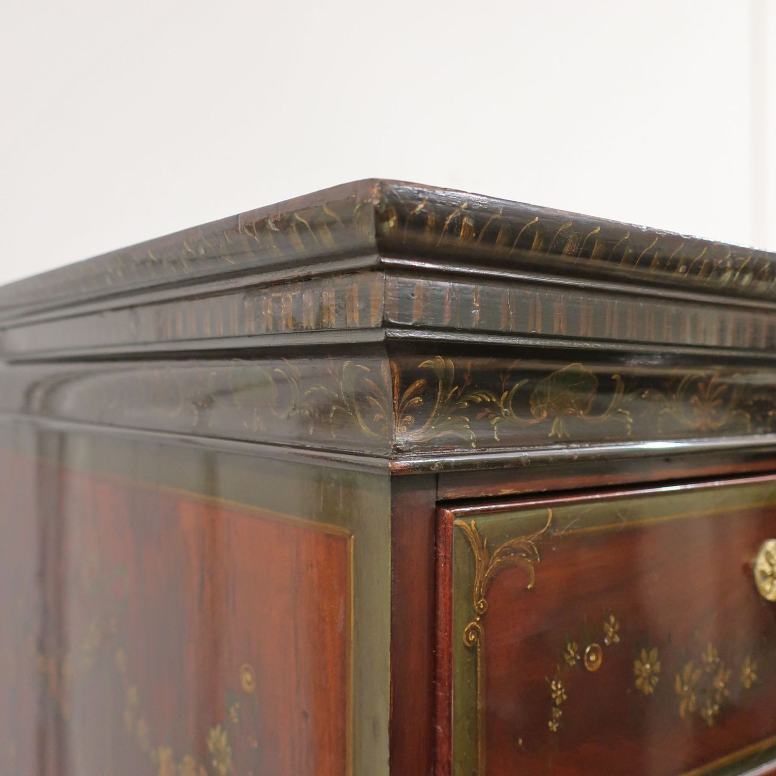 Georgian Mahogany Polychrome Painted Chest On Chest photo vintage