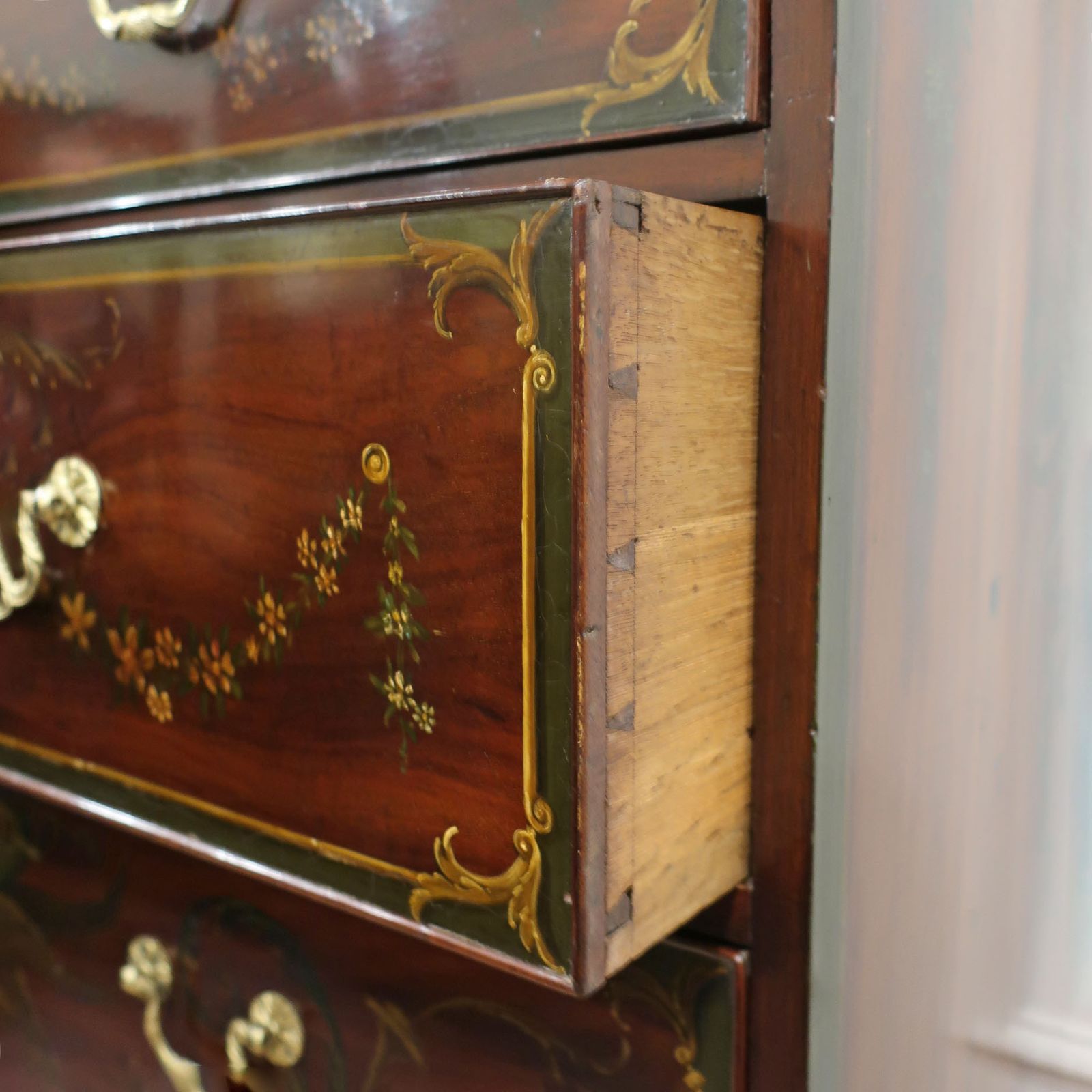 photo furniture Georgian Mahogany Polychrome Painted Chest On Chest