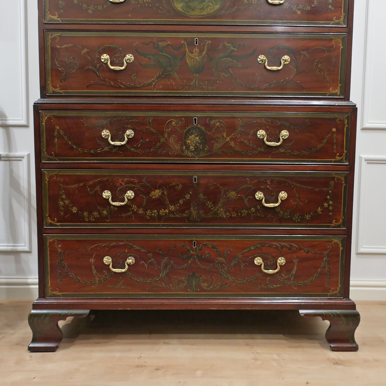 photo for sale Georgian Mahogany Polychrome Painted Chest On Chest